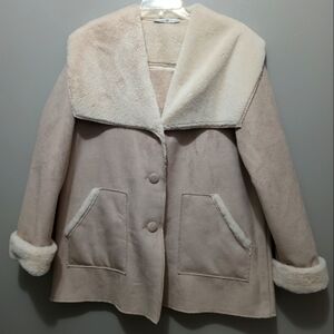 Signature Collection Faux Suede Fuzzy Jacket Size Large
